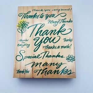 Hero Arts Thank You Super Greeting # S1408 Rubber Stamp 4” by 5” Vintage 1998